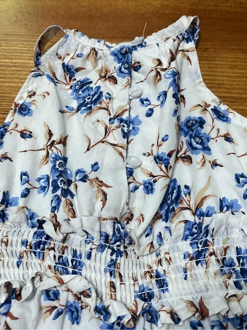 Janie & Jack Cream Blue Floral Jumpsuit Romper Size 18-24 Months